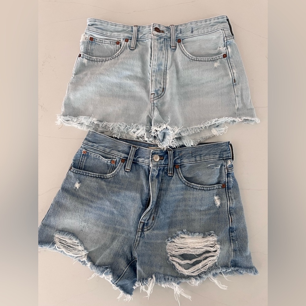 Madewell Light and Dark Blue Jean Shorts